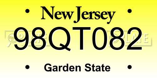 98QT082 New Jersey License Plate