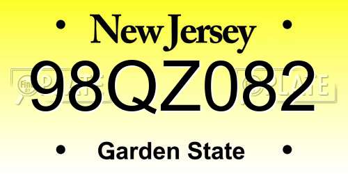 98QZ082 New Jersey License Plate