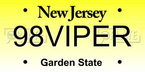 98VIPER New Jersey License Plate