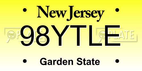 98YTLE New Jersey License Plate