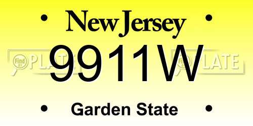 9911W New Jersey License Plate