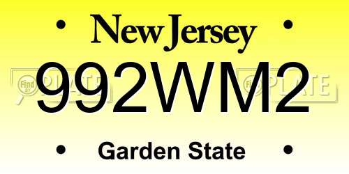 992WM2 New Jersey License Plate