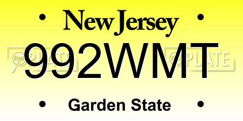 992WMT New Jersey License Plate