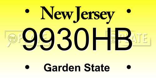 9930HB New Jersey License Plate