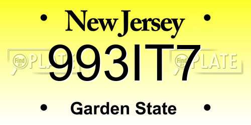 993IT7 New Jersey License Plate