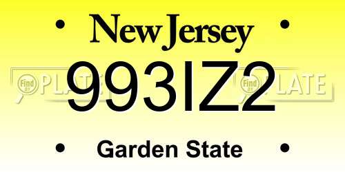 993IZ2 New Jersey License Plate