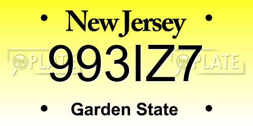 993IZ7 New Jersey License Plate
