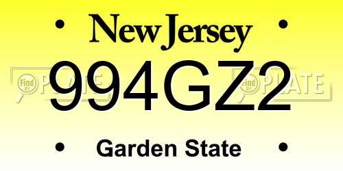 994GZ2 New Jersey License Plate