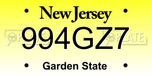 994GZ7 New Jersey License Plate