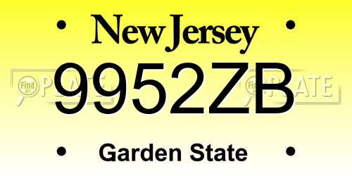 9952ZB New Jersey License Plate