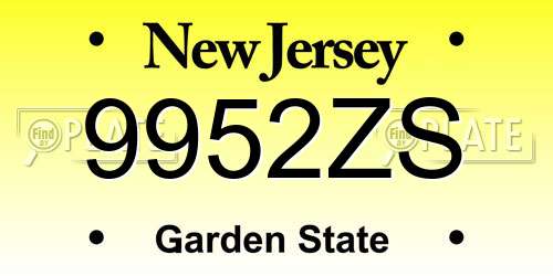 9952ZS New Jersey License Plate