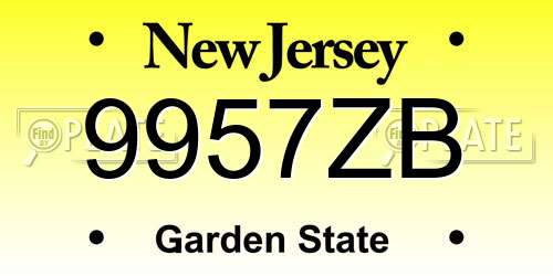 9957ZB New Jersey License Plate
