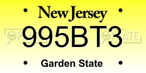 995BT3 New Jersey License Plate