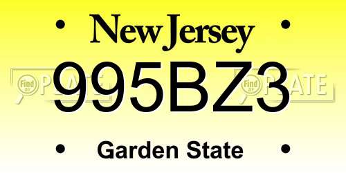 995BZ3 New Jersey License Plate