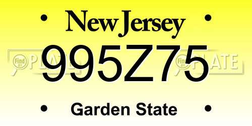 995Z75 New Jersey License Plate