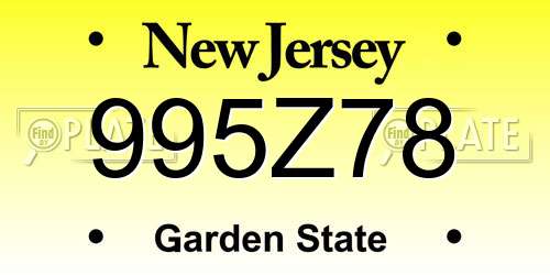 995Z78 New Jersey License Plate