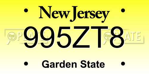 995ZT8 New Jersey License Plate