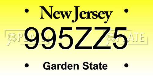 995ZZ5 New Jersey License Plate