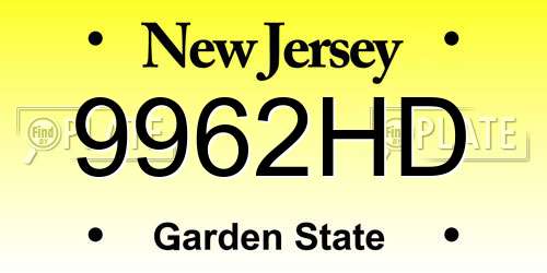 9962HD New Jersey License Plate