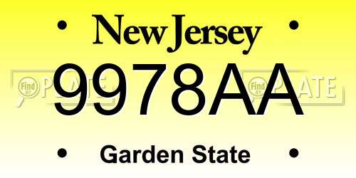 9978AA New Jersey License Plate