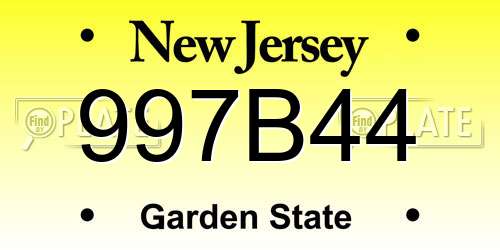 997B44 New Jersey License Plate