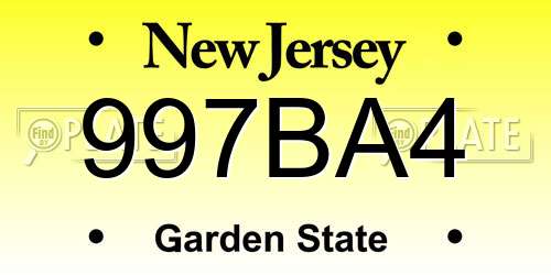 997BA4 New Jersey License Plate