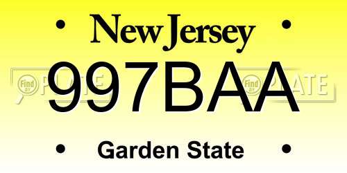 997BAA New Jersey License Plate