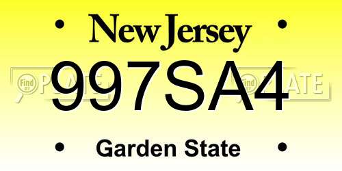 997SA4 New Jersey License Plate