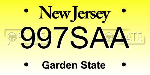 997SAA New Jersey License Plate
