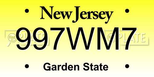 997WM7 New Jersey License Plate
