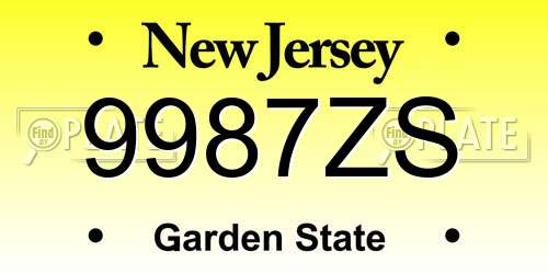 9987ZS New Jersey License Plate