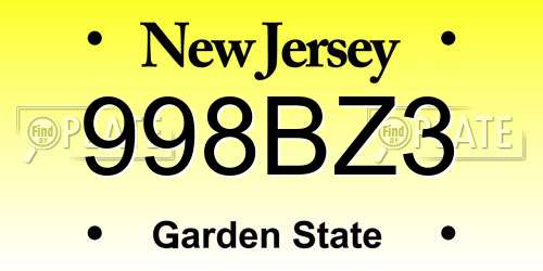998BZ3 New Jersey License Plate