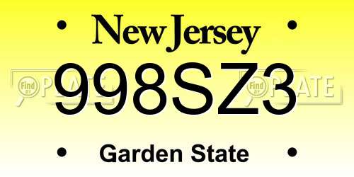 998SZ3 New Jersey License Plate