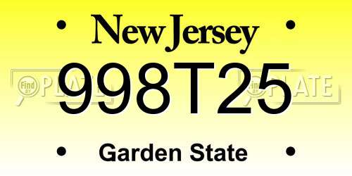 998T25 New Jersey License Plate