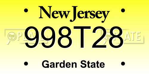 998T28 New Jersey License Plate