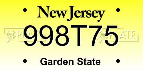 998T75 New Jersey License Plate