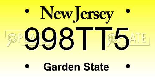 998TT5 New Jersey License Plate