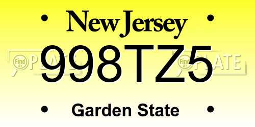 998TZ5 New Jersey License Plate