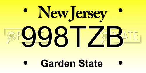 998TZB New Jersey License Plate