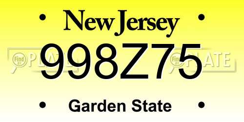 998Z75 New Jersey License Plate