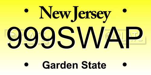 999SWAP New Jersey License Plate