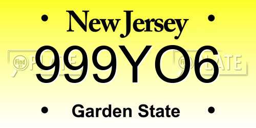999YO6 New Jersey License Plate