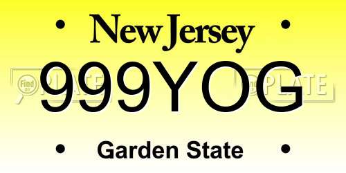 999YOG New Jersey License Plate