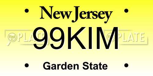 99KIM New Jersey License Plate