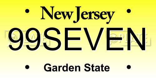 99SEVEN New Jersey License Plate