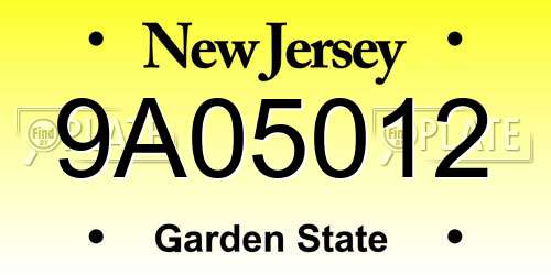 9A05012 New Jersey License Plate