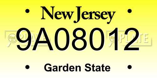 9A08012 New Jersey License Plate