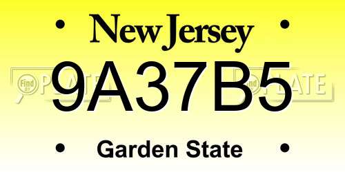 9A37B5 New Jersey License Plate