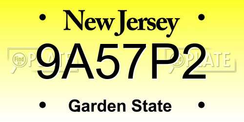 9A57P2 New Jersey License Plate