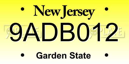 9ADB012 New Jersey License Plate